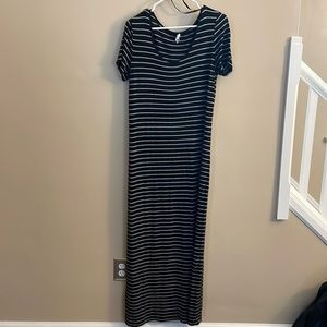 Calvin Klein Black Striped T shirt Maxi Dress